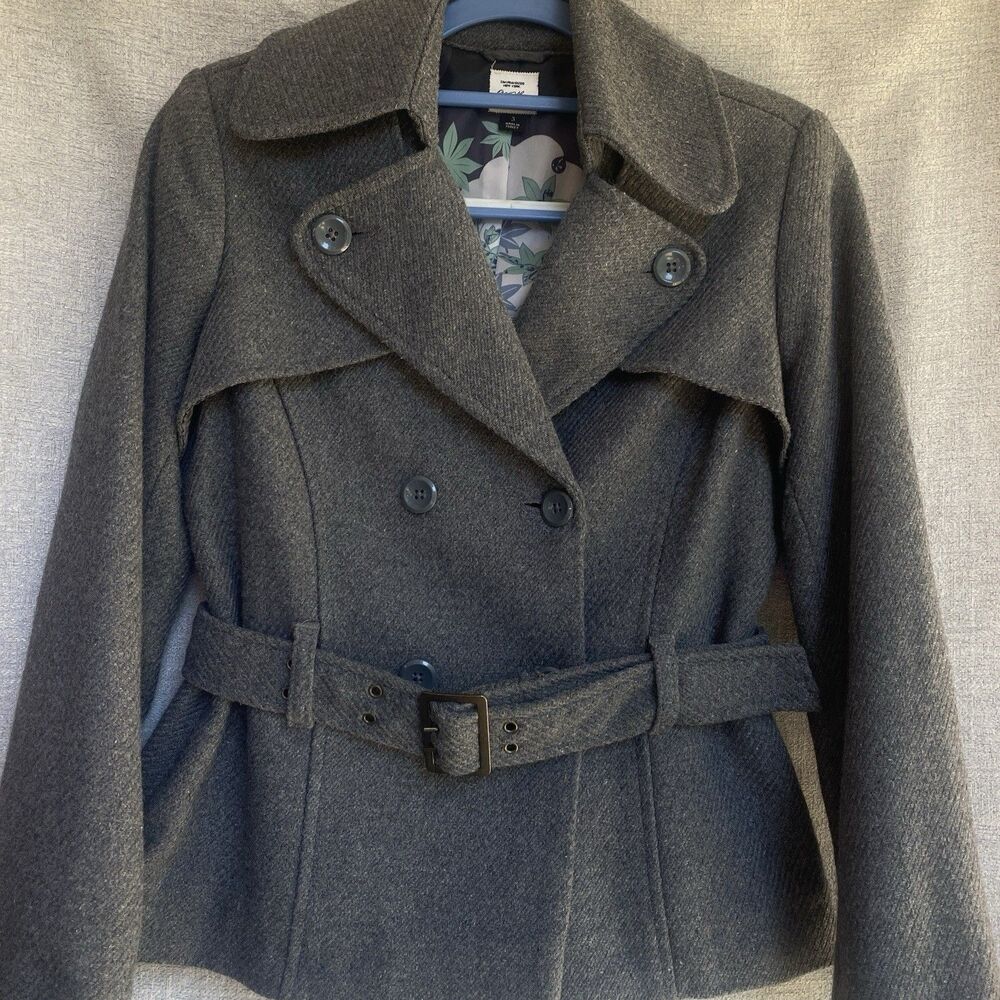 Old Navy Womens Gray Wool Double Breasted Blazer Peacoat Jacket Size Small Vtg